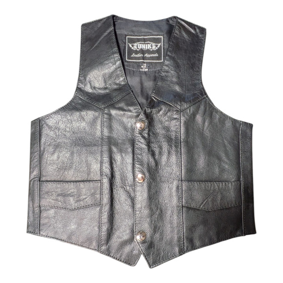 Unik leather vest with Harley Davidson patch Size Med Great Condition - Picture 1 of 11